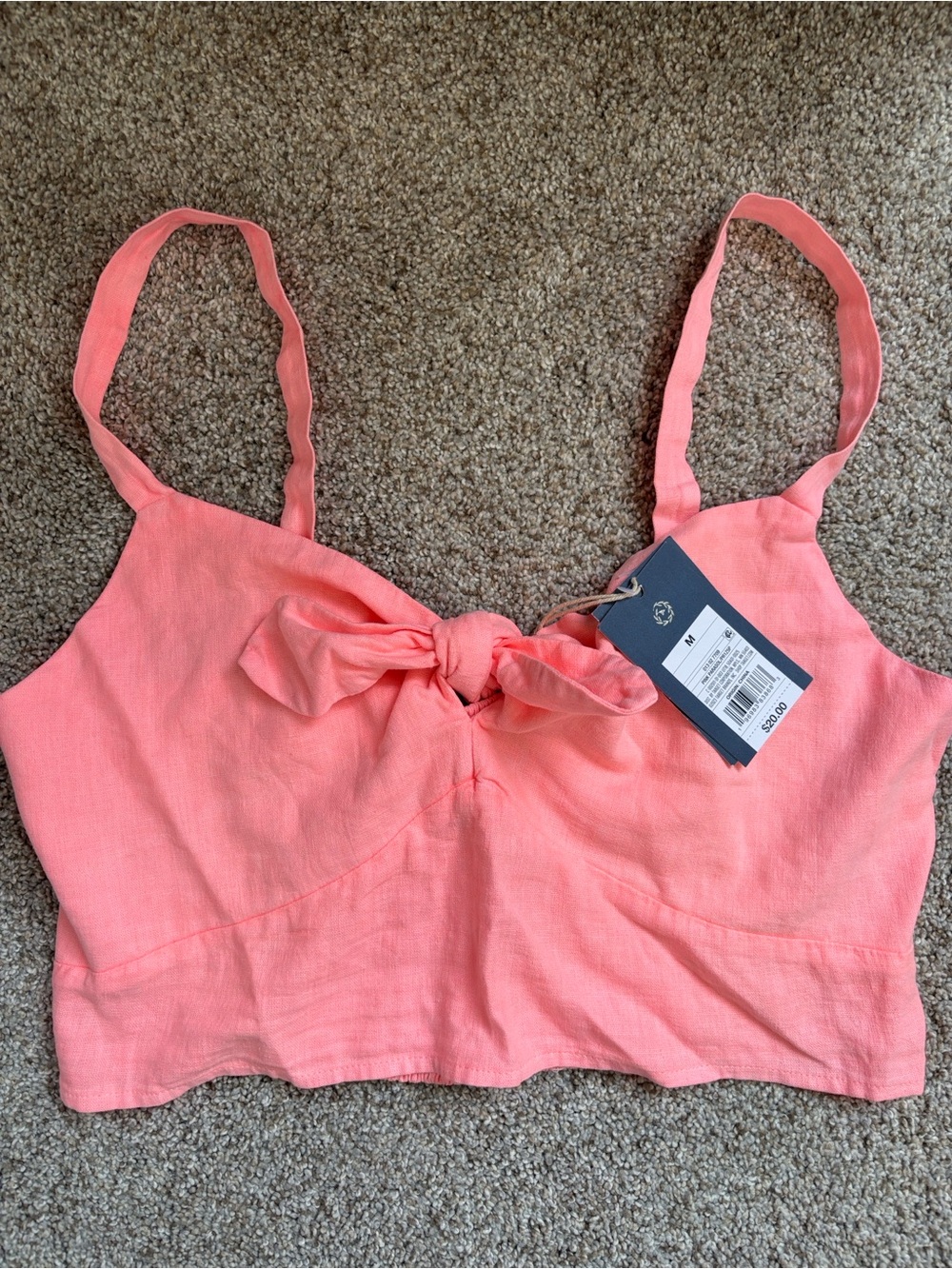 Coral Tie-Front Crop Top